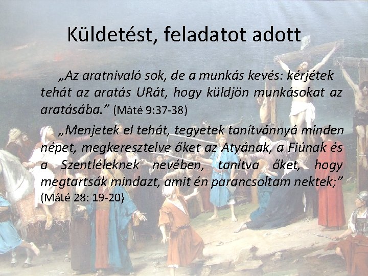 Küldetést, feladatot adott „Az aratnivaló sok, de a munkás kevés: kérjétek tehát az aratás