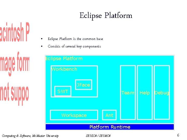 Eclipse Platform • Eclipse Platform is the common base • Consists of several key