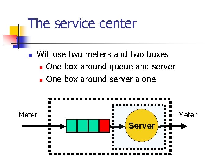 The service center Will use two meters and two boxes One box around queue