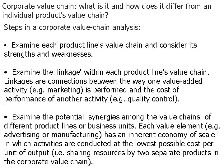 Corporate value chain: what is it and how does it differ from an individual