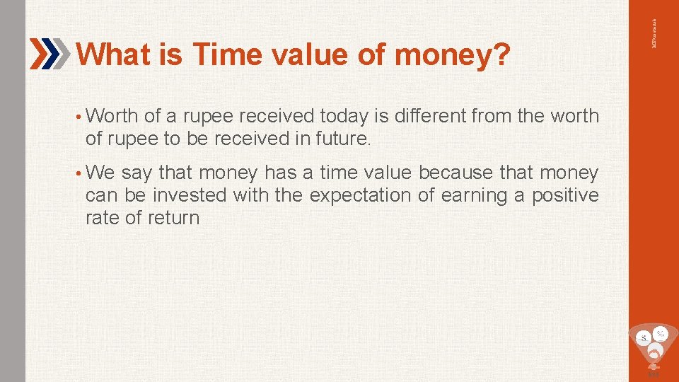 MBAmaterials What is Time value of money? • Worth of a rupee received today