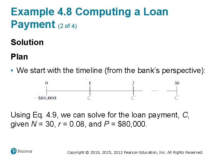 Example 4. 8 Computing a Loan Payment (2 of 4) Solution Plan • We