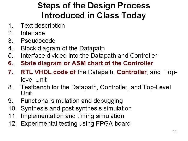 Steps of the Design Process Introduced in Class Today 1. 2. 3. 4. 5.