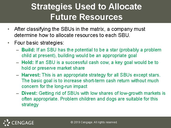 Strategies Used to Allocate Future Resources • After classifying the SBUs in the matrix, Strategies Used to Allocate Future Resources • After classifying the SBUs in the matrix,