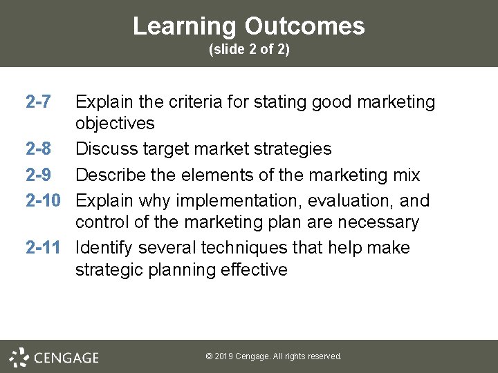 Learning Outcomes (slide 2 of 2) 2 -7 Explain the criteria for stating good Learning Outcomes (slide 2 of 2) 2 -7 Explain the criteria for stating good