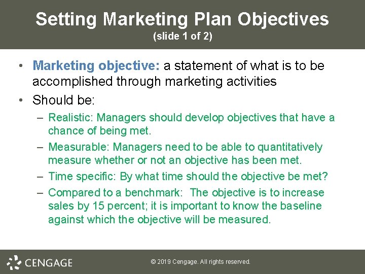 Setting Marketing Plan Objectives (slide 1 of 2) • Marketing objective: a statement of Setting Marketing Plan Objectives (slide 1 of 2) • Marketing objective: a statement of
