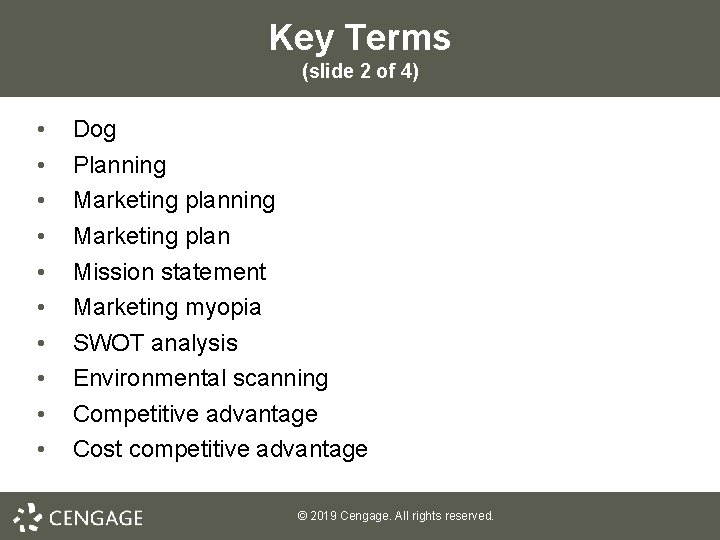 Key Terms (slide 2 of 4) • • • Dog Planning Marketing plan Mission Key Terms (slide 2 of 4) • • • Dog Planning Marketing plan Mission