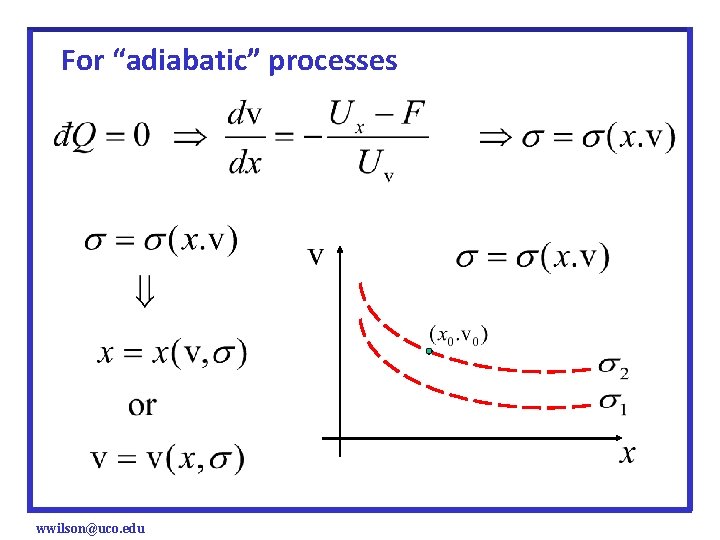 For “adiabatic” processes wwilson@uco. edu 