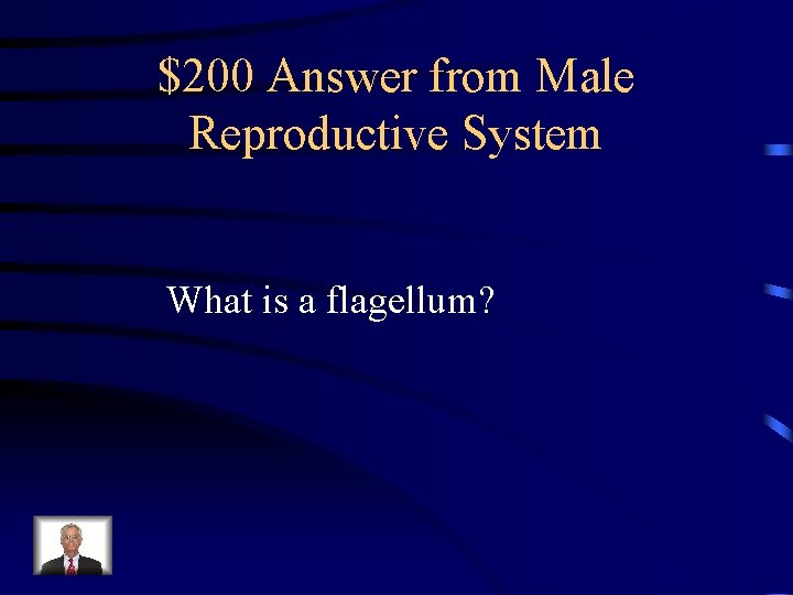 $200 Answer from Male Reproductive System What is a flagellum? $200 Answer from Male Reproductive System What is a flagellum?