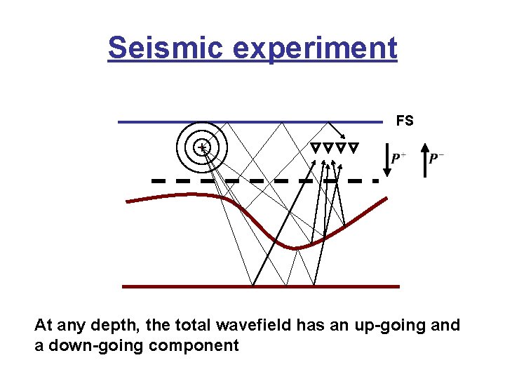 Seismic experiment FS At any depth, the total wavefield has an up-going and a