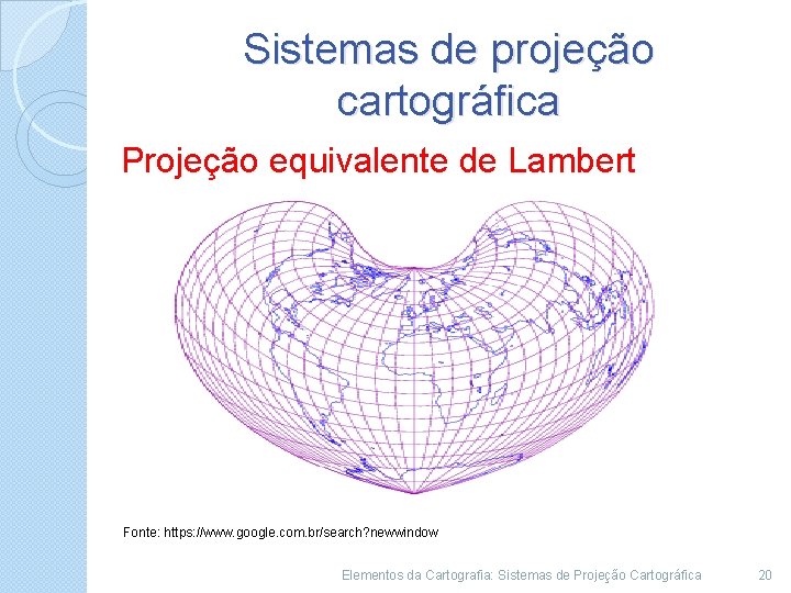 Sistemas de projeção cartográfica Projeção equivalente de Lambert Fonte: https: //www. google. com. br/search?