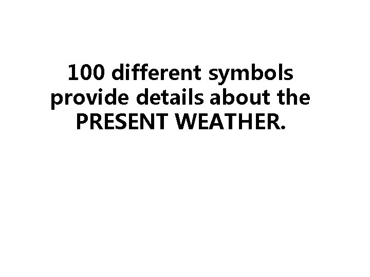 100 different symbols provide details about the PRESENT WEATHER. 