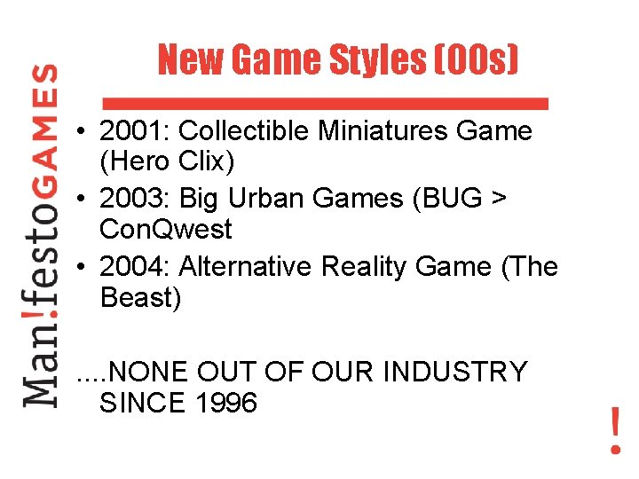 New Game Styles (00 s) • 2001: Collectible Miniatures Game (Hero Clix) • 2003: