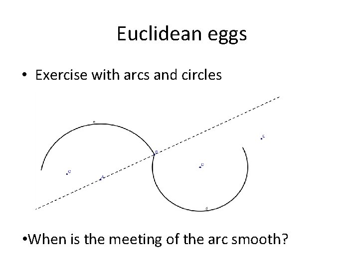 Euclidean eggs • Exercise with arcs and circles • When is the meeting of