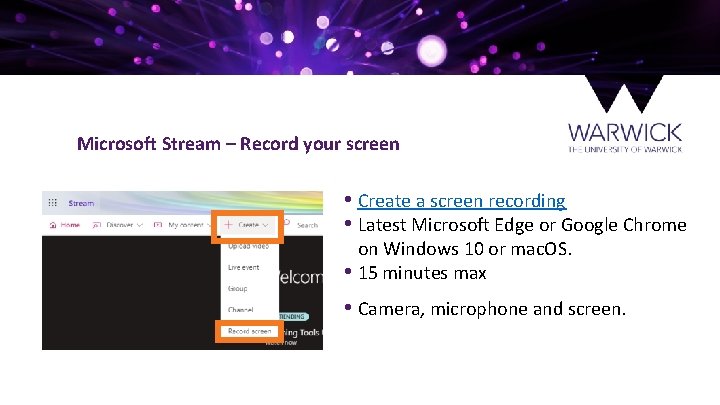 Microsoft Stream – Record your screen • Create a screen recording • Latest Microsoft