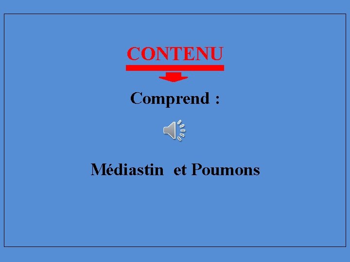 CONTENU Comprend : Médiastin et Poumons 