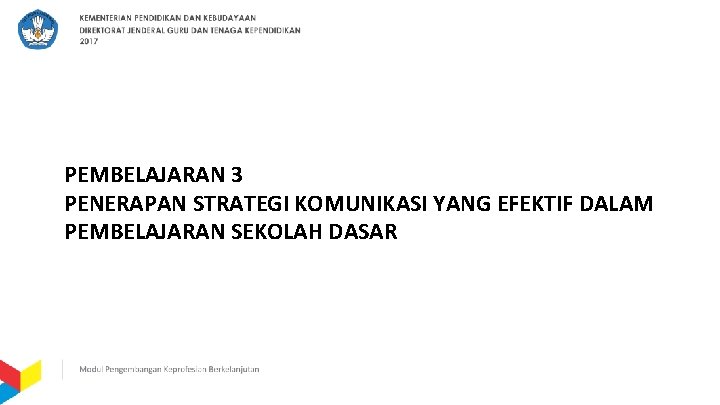 PEMBELAJARAN 3 PENERAPAN STRATEGI KOMUNIKASI YANG EFEKTIF DALAM PEMBELAJARAN SEKOLAH DASAR 