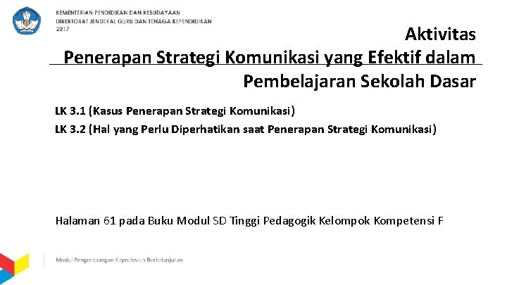 Aktivitas Penerapan Strategi Komunikasi yang Efektif dalam Pembelajaran Sekolah Dasar LK 3. 1 (Kasus