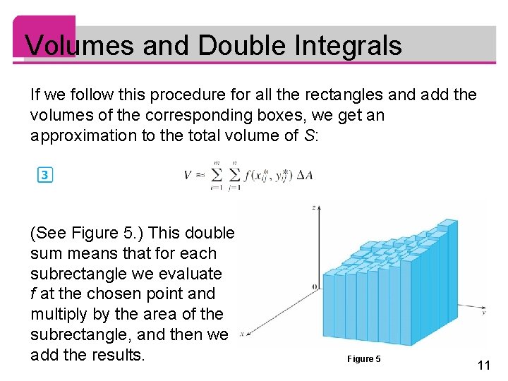 Volumes and Double Integrals If we follow this procedure for all the rectangles and