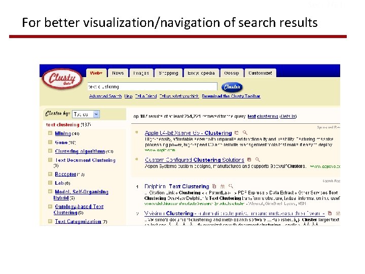 Sec. 16. 1 For better visualization/navigation of search results 