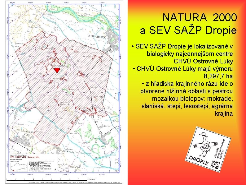 NATURA 2000 a SEV SAŽP Dropie • SEV SAŽP Dropie je lokalizované v biologicky