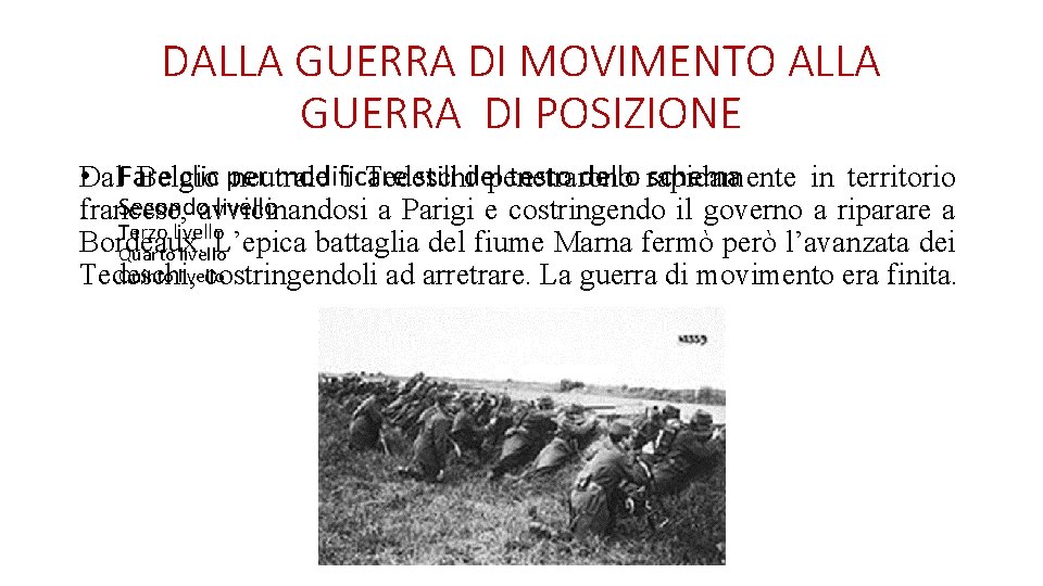 DALLA GUERRA DI MOVIMENTO ALLA GUERRA DI POSIZIONE • Fare clic per modificare stili