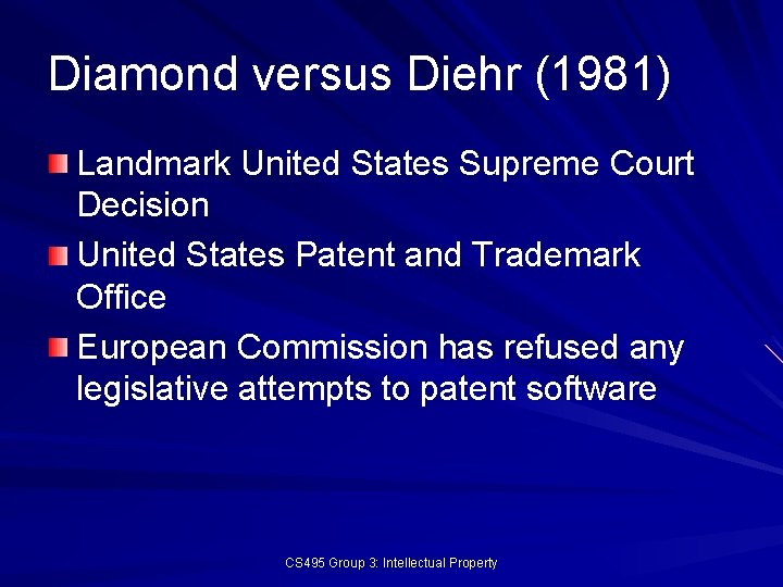 Diamond versus Diehr (1981) Landmark United States Supreme Court Decision United States Patent and