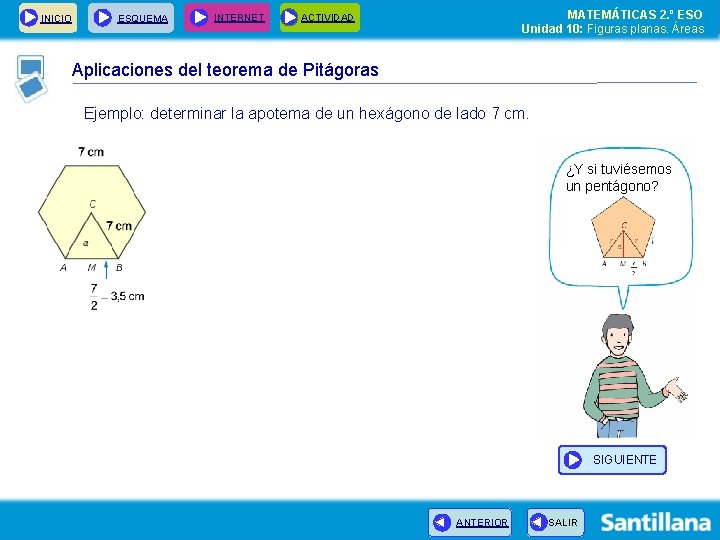 INICIO ESQUEMA INTERNET MATEMÁTICAS 2. º ESO Unidad 10: Figuras planas. Áreas ACTIVIDAD Aplicaciones