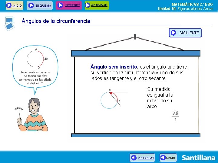 INICIO ESQUEMA INTERNET MATEMÁTICAS 2. º ESO Unidad 10: Figuras planas. Áreas ACTIVIDAD Ángulos