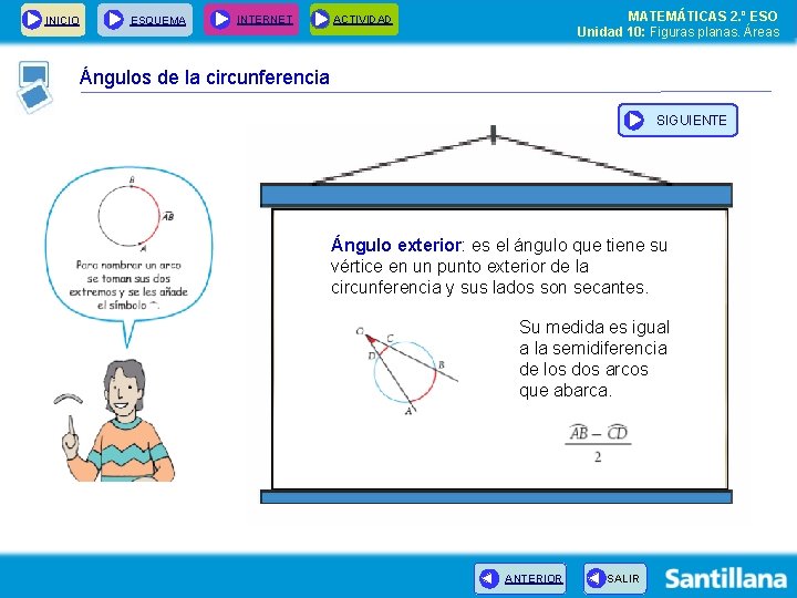 INICIO ESQUEMA INTERNET MATEMÁTICAS 2. º ESO Unidad 10: Figuras planas. Áreas ACTIVIDAD Ángulos