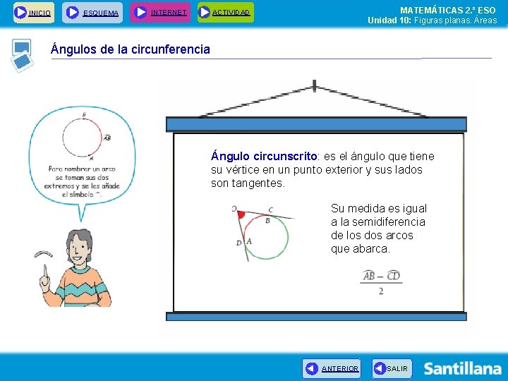 INICIO ESQUEMA INTERNET MATEMÁTICAS 2. º ESO Unidad 10: Figuras planas. Áreas ACTIVIDAD Ángulos