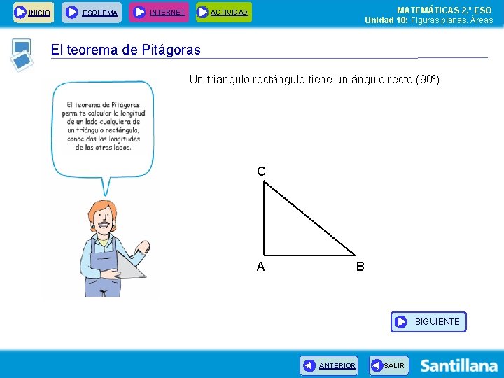 INICIO ESQUEMA INTERNET MATEMÁTICAS 2. º ESO Unidad 10: Figuras planas. Áreas ACTIVIDAD El