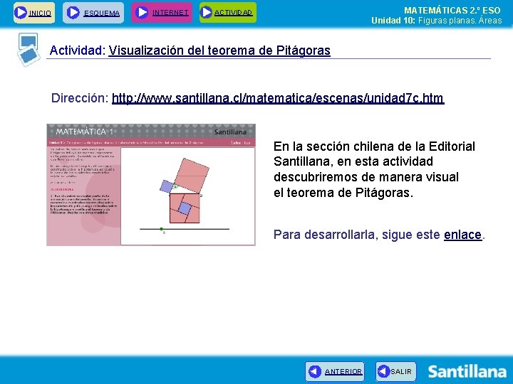 INICIO ESQUEMA INTERNET MATEMÁTICAS 2. º ESO Unidad 10: Figuras planas. Áreas ACTIVIDAD Actividad: