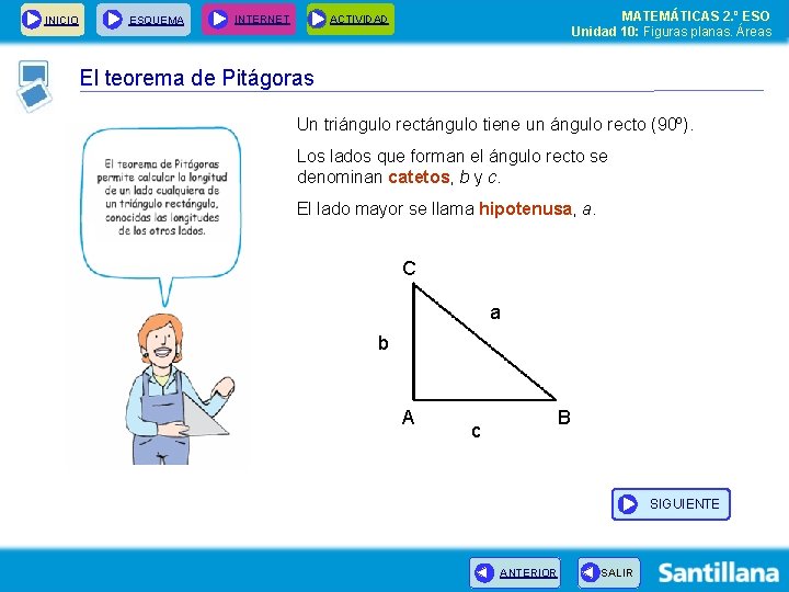 INICIO ESQUEMA INTERNET MATEMÁTICAS 2. º ESO Unidad 10: Figuras planas. Áreas ACTIVIDAD El