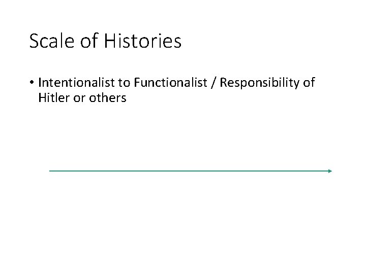 Scale of Histories • Intentionalist to Functionalist / Responsibility of Hitler or others 