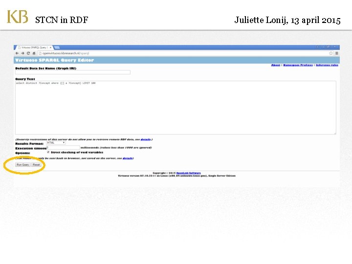 STCN in RDF Juliette Lonij, 13 april 2015 