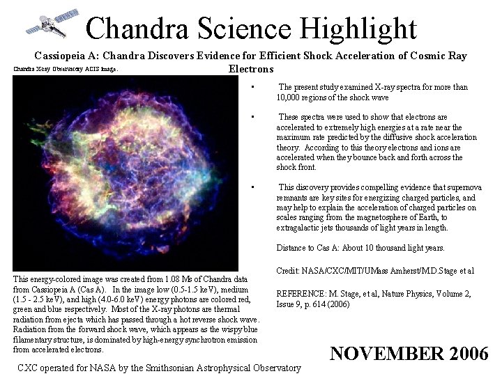 Chandra Science Highlight Cassiopeia A: Chandra Discovers Evidence for Efficient Shock Acceleration of Cosmic
