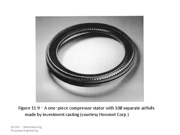 Figure 11 9 ‑ A one‑piece compressor stator with 108 separate airfoils made by