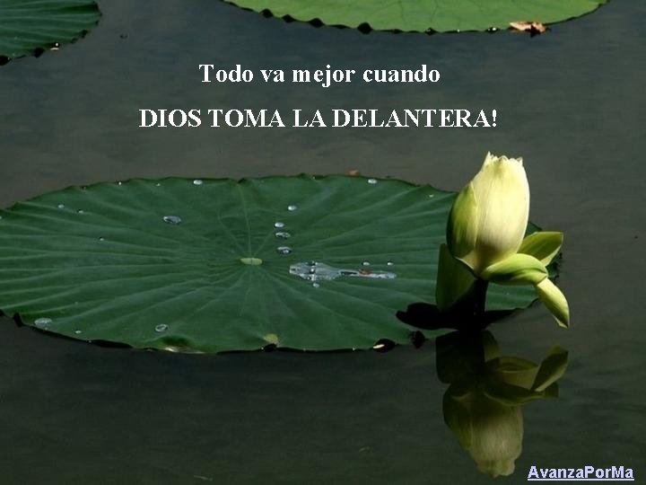 Todo va mejor cuando DIOS TOMA LA DELANTERA! Avanza. Por. Ma 
