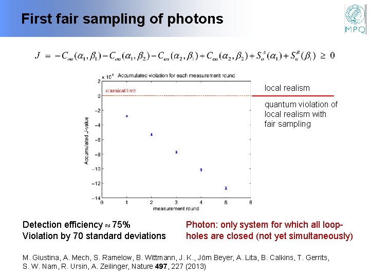 First fair sampling of photons local realism quantum violation of local realism with fair