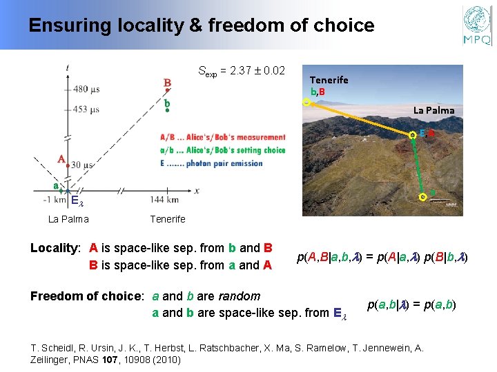 Ensuring locality & freedom of choice Sexp = 2. 37 0. 02 Tenerife b,