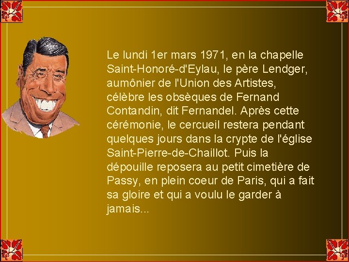 Le lundi 1 er mars 1971, en la chapelle Saint-Honoré-d'Eylau, le père Lendger, aumônier Le lundi 1 er mars 1971, en la chapelle Saint-Honoré-d'Eylau, le père Lendger, aumônier