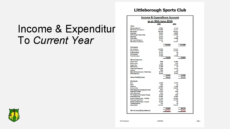 Income & Expenditure To Current Year 