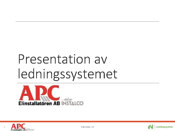 Presentation av ledningssystemet 1 ANSVARIG: VD 