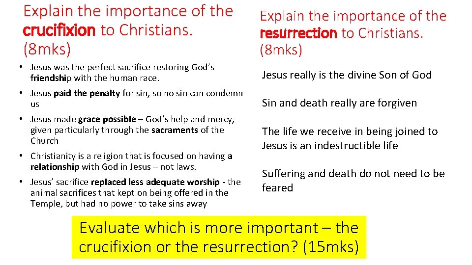 Explain the importance of the crucifixion to Christians. (8 mks) Explain the importance of