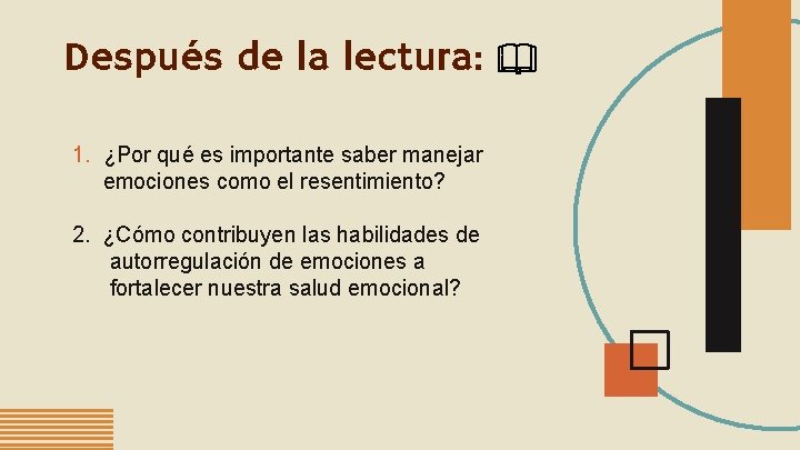 Después de la lectura: 1. ¿Por qué es importante saber manejar emociones como el Después de la lectura: 1. ¿Por qué es importante saber manejar emociones como el