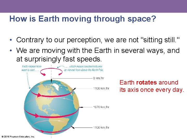 How is Earth moving through space? • Contrary to our perception, we are not