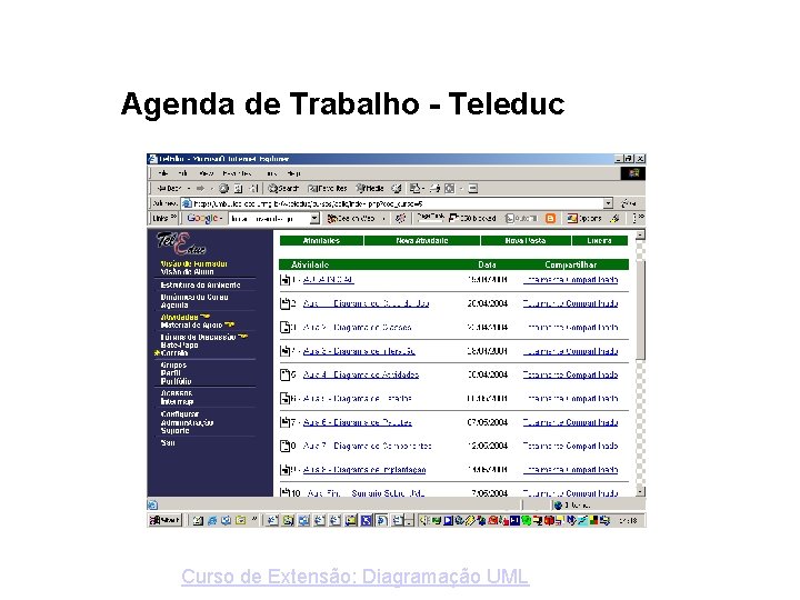 Agenda de Trabalho - Teleduc Curso de Extensão: Diagramação UML 