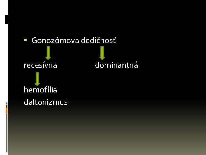  Gonozómova dedičnosť recesívna dominantná hemofília daltonizmus 