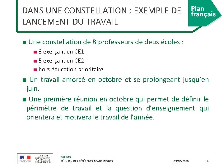 DANS UNE CONSTELLATION : EXEMPLE DE LANCEMENT DU TRAVAIL ■ Une constellation de 8